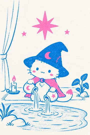 The Star: Miso pours water into a pond under the stars